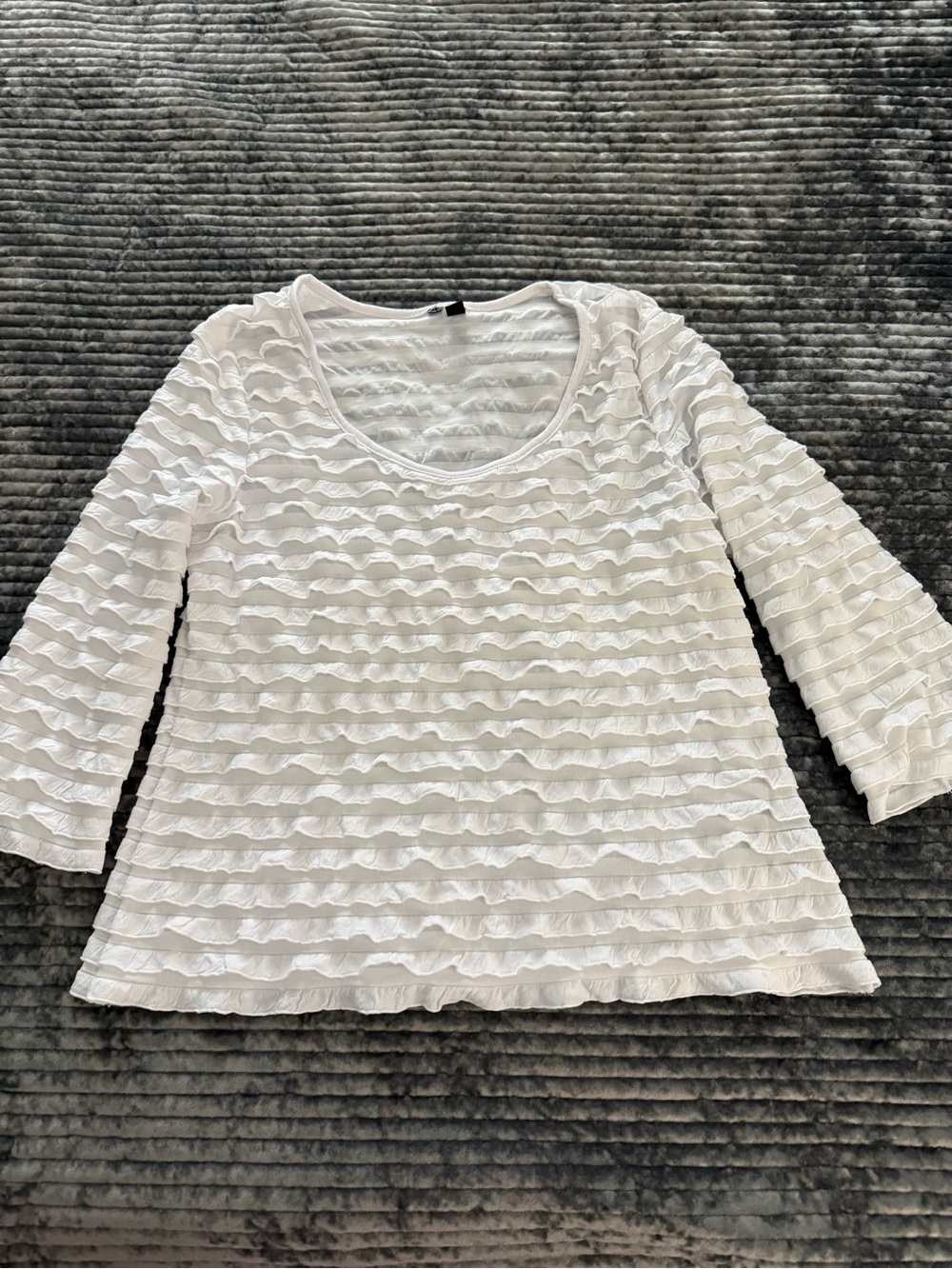 Women’s White Ruffle Scoop Neck Blouse